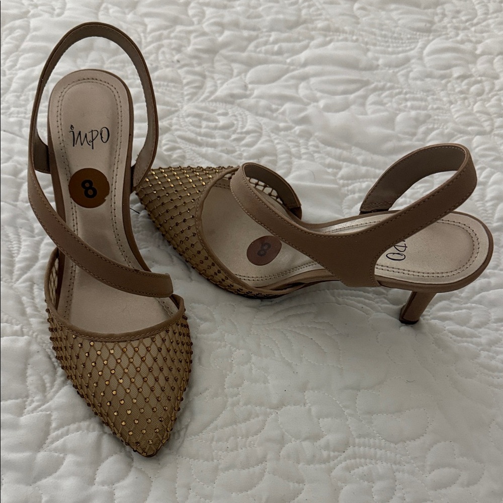Impo Brown Mesh Pointed Heels